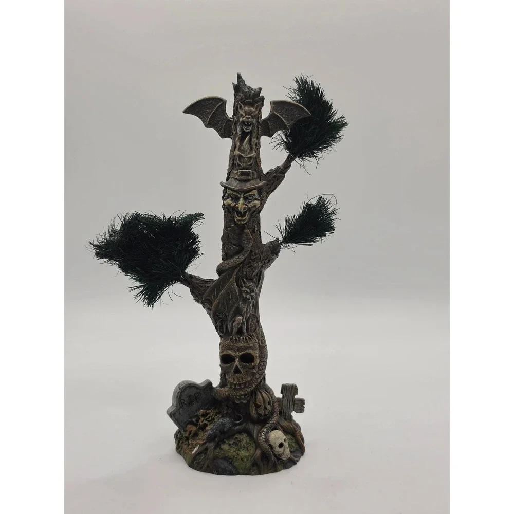 Department 56 Snow Village Halloween Spooky Totem Skull Bat Witch 56.53063